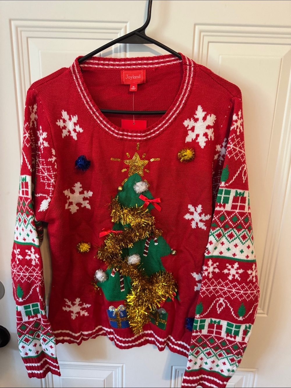 Joyland Red Holiday Christmas Tree Sweater